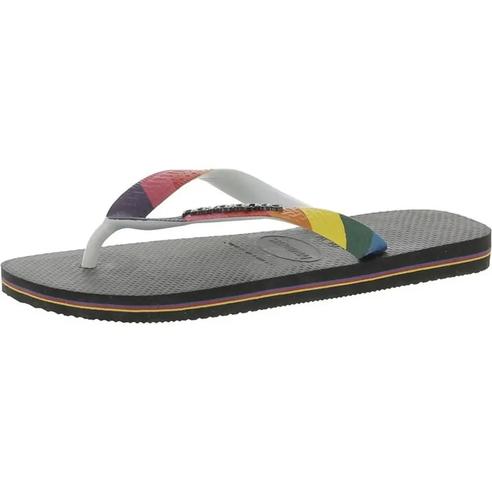 Havaianas Womens Top Pride Black Pattern Man Made Flip-Flops Shoes NWT